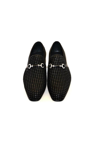 Corrente 5776 Woven Suede / Leather Horse-Bit Loafer-AmbrogioShoes