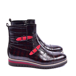 Corrente 5784 Men's Shoes Crocodile Print & Calf-Skin Leather Zipper Boots (CRT1357)-AmbrogioShoes