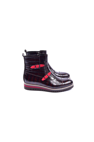 Corrente 5784C Embossed Leather Double Monk-Strap Boot - Brown-AmbrogioShoes