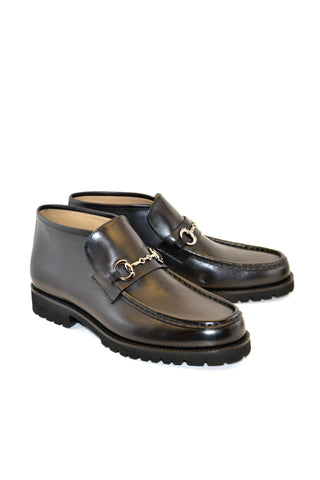 Corrente 5786 Leather Horse-Bit Boot - Black-AmbrogioShoes