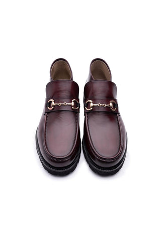Corrente 5786 Leather Horse-Bit Boot - Burgundy-AmbrogioShoes