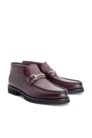 Corrente 5786 Leather Horse-Bit Boot - Burgundy-AmbrogioShoes