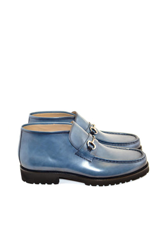 Corrente 5786 Leather Horse-Bit Boot - Ocean Blue-AmbrogioShoes
