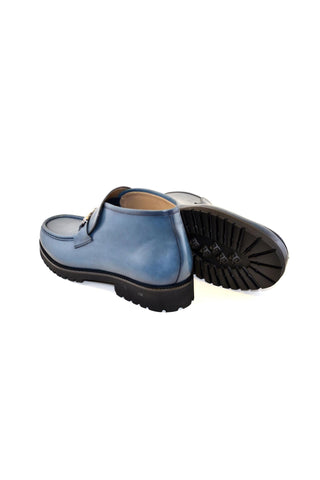 Corrente 5786 Leather Horse-Bit Boot - Ocean Blue-AmbrogioShoes