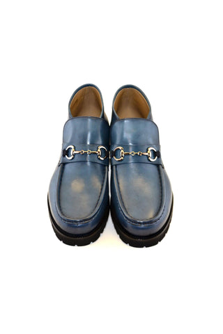 Corrente 5786 Leather Horse-Bit Boot - Ocean Blue-AmbrogioShoes
