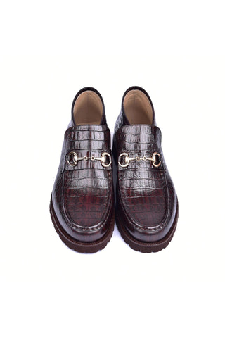 Corrente 5786C Embossed Leather Horse-Bit Boot - Brown-AmbrogioShoes