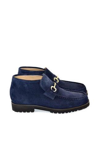 Corrente 5786S Suede Leather Horse-Bit Boot - Navy-AmbrogioShoes