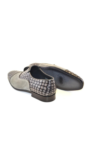 Corrente 5796 Suede & Embossed Leather Oxford - Gray-AmbrogioShoes