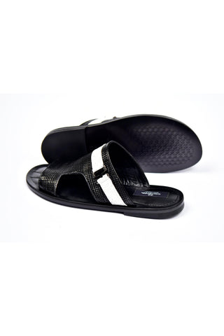 Corrente 5828 Leather Sandal - Black-AmbrogioShoes