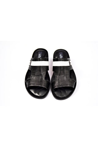 Corrente 5828 Leather Sandal - Black-AmbrogioShoes