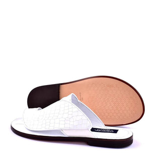 Corrente 5830 Men's Shoes Croco Print Exotic Ostrich Skin Sandal (CRT1327)-AmbrogioShoes