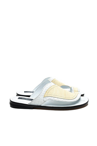 Corrente 5831 Embossed Leather Sandal - White & Bone-AmbrogioShoes