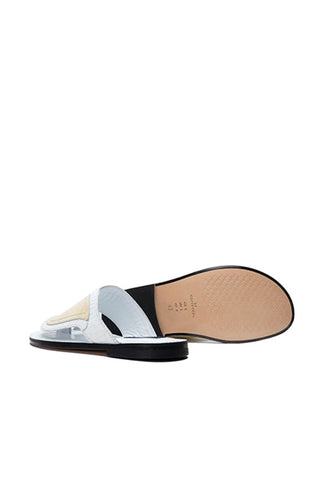 Corrente 5831 Embossed Leather Sandal - White & Bone-AmbrogioShoes
