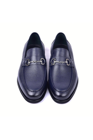 Corrente 5844 Deer Horse-Bit Loafer - Navy-AmbrogioShoes