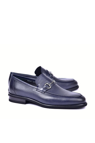 Corrente 5844 Deer Horse-Bit Loafer - Navy-AmbrogioShoes