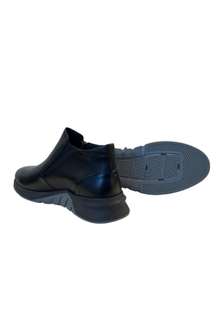Corrente 6002 Leather Sneaker - Black-AmbrogioShoes