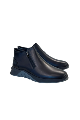 Corrente 6002 Leather Sneaker - Black-AmbrogioShoes