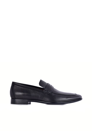 Corrente 6074 Leather Penny Loafer - Black-AmbrogioShoes