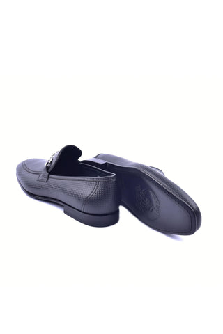 Corrente 6091 Leather Horse-Bit Loafer - Black-AmbrogioShoes