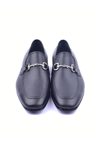 Corrente 6091 Leather Horse-Bit Loafer - Black-AmbrogioShoes