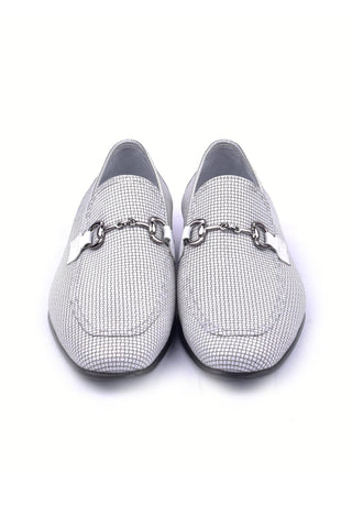 Corrente 6091 Leather Horse-Bit Loafer - White-AmbrogioShoes