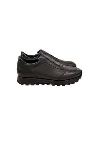 Corrente 6236 Leather Sneaker - Black-AmbrogioShoes