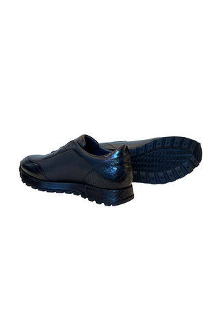 Corrente 6236 Leather Sneaker - Black-AmbrogioShoes