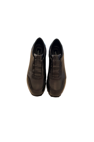 Corrente 6236 Leather Sneaker - Black-AmbrogioShoes