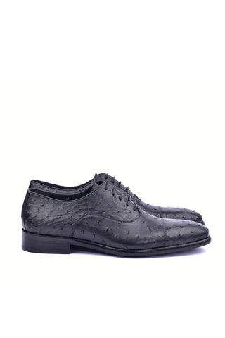 Corrente 6265 Ostrich Oxford - Black-AmbrogioShoes