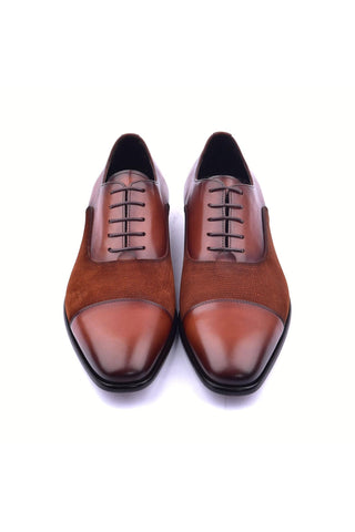 Corrente 6265S Leather & Suede Oxford - Tan-AmbrogioShoes