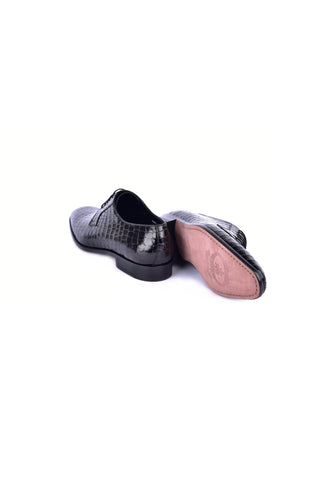 Corrente 6291C Embossed Leather Derby - Black-AmbrogioShoes
