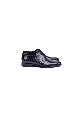 Corrente 6291C Embossed Leather Derby - Navy-AmbrogioShoes