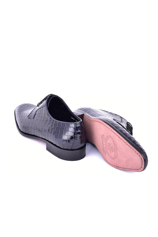Corrente 6291C Embossed Leather Derby - Navy-AmbrogioShoes