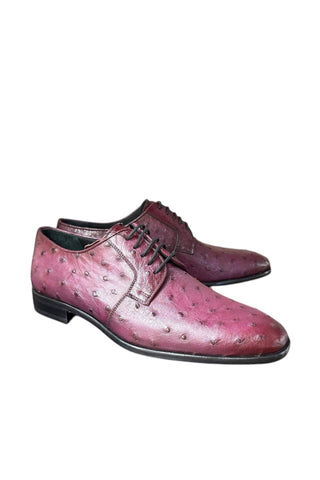 Corrente 6348 Ostrich Derby - Burgundy-AmbrogioShoes