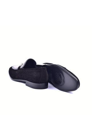 Corrente 6376S Suede Horse-Bit Loafer - Black & Gray-AmbrogioShoes