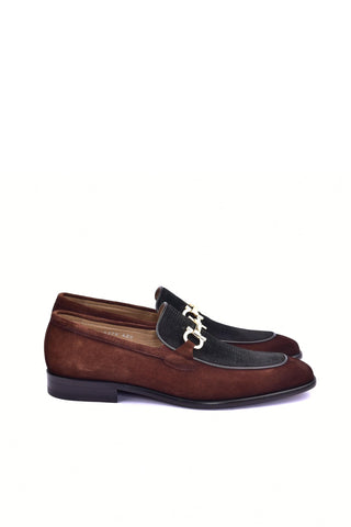 Corrente 6376S Suede Horse-Bit Loafer - Tan & Green-AmbrogioShoes