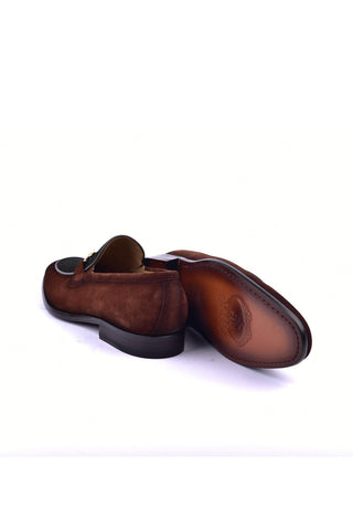 Corrente 6376S Suede Horse-Bit Loafer - Tan & Green-AmbrogioShoes