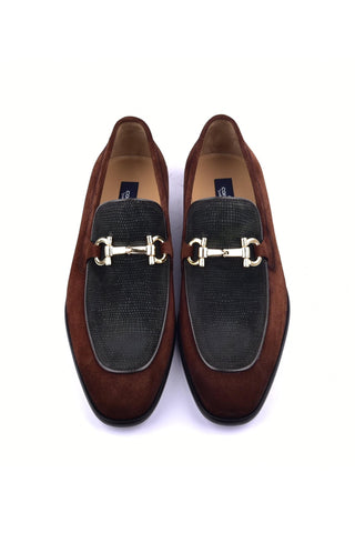 Corrente 6376S Suede Horse-Bit Loafer - Tan & Green-AmbrogioShoes