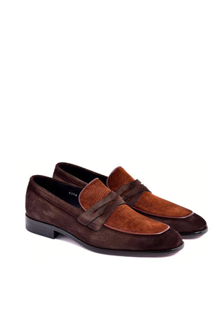 Corrente 6376S Suede Loafer - Brown & Tan-AmbrogioShoes