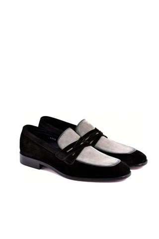 Corrente 6376S Suede Loafer - Navy & Gray-AmbrogioShoes