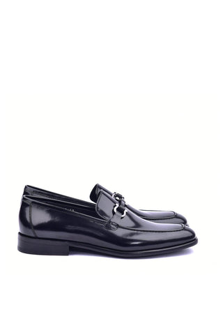 Corrente 6415 Patent Horse-Bit Loafer - Black-AmbrogioShoes