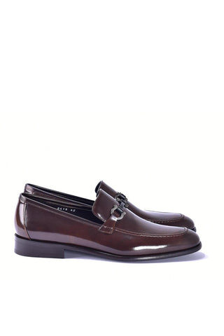 Corrente 6415 Patent Horse-Bit Loafer - Brown-AmbrogioShoes
