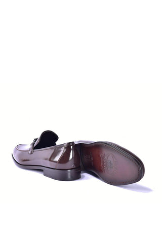 Corrente 6415 Patent Horse-Bit Loafer - Brown-AmbrogioShoes