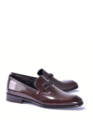 Corrente 6415 Patent Horse-Bit Loafer - Brown-AmbrogioShoes
