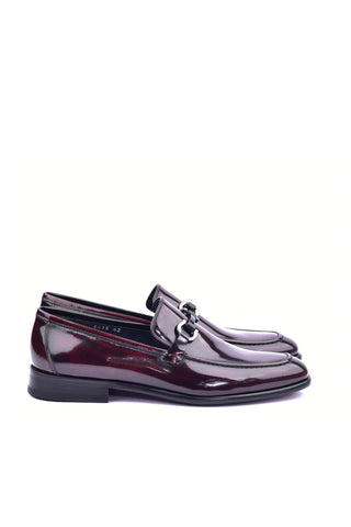 Corrente 6415 Patent Horse-Bit Loafer - Burgundy-AmbrogioShoes