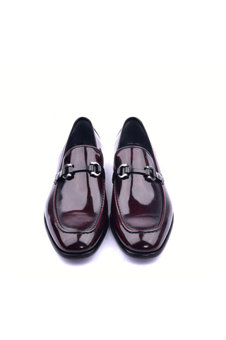 Corrente 6415 Patent Horse-Bit Loafer - Burgundy-AmbrogioShoes