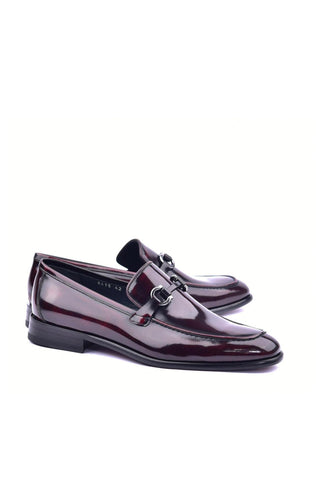 Corrente 6415 Patent Horse-Bit Loafer - Burgundy-AmbrogioShoes
