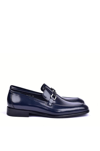 Corrente 6415 Patent Horse-Bit Loafer - Navy-AmbrogioShoes