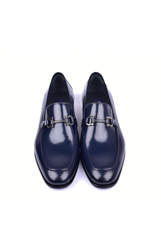 Corrente 6415 Patent Horse-Bit Loafer - Navy-AmbrogioShoes