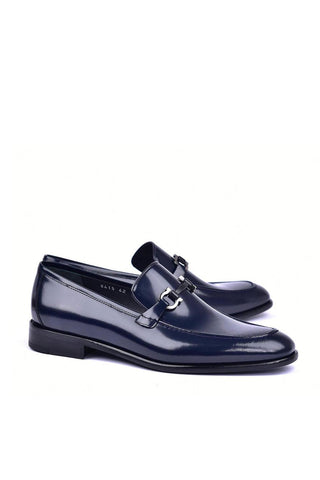 Corrente 6415 Patent Horse-Bit Loafer - Navy-AmbrogioShoes